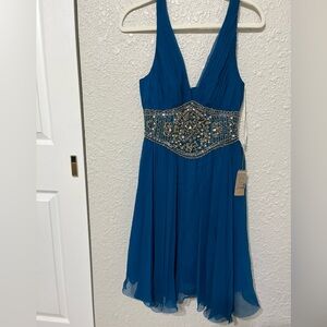 Chic Teal Embellished Prom Dress